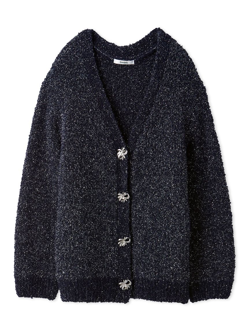 SNIDEL「ビジューリボンミドルカーディガン」|カーディガン|NVY