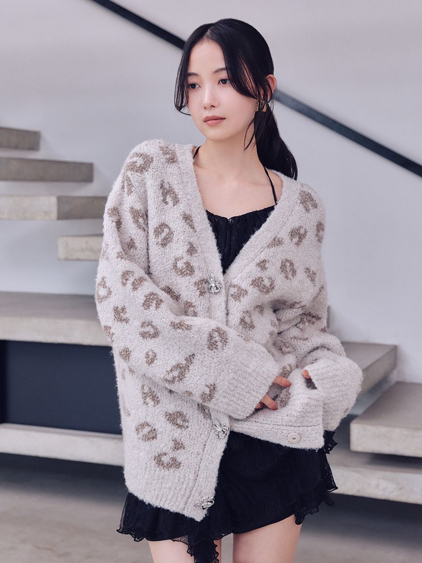 SNIDEL「ビジューリボンミドルカーディガン」|カーディガン|LEO