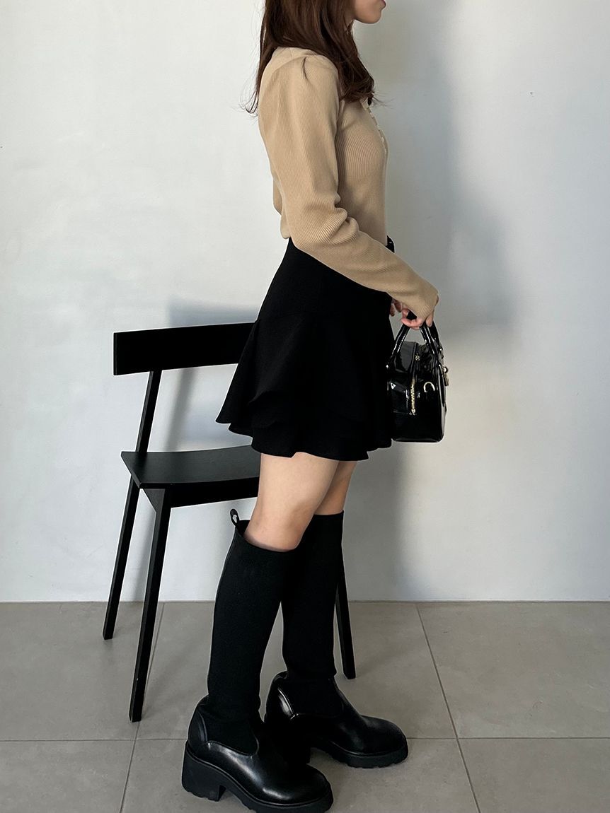 SNIDEL「LACOSTE/ポロリブニット」|ニット・セーター|