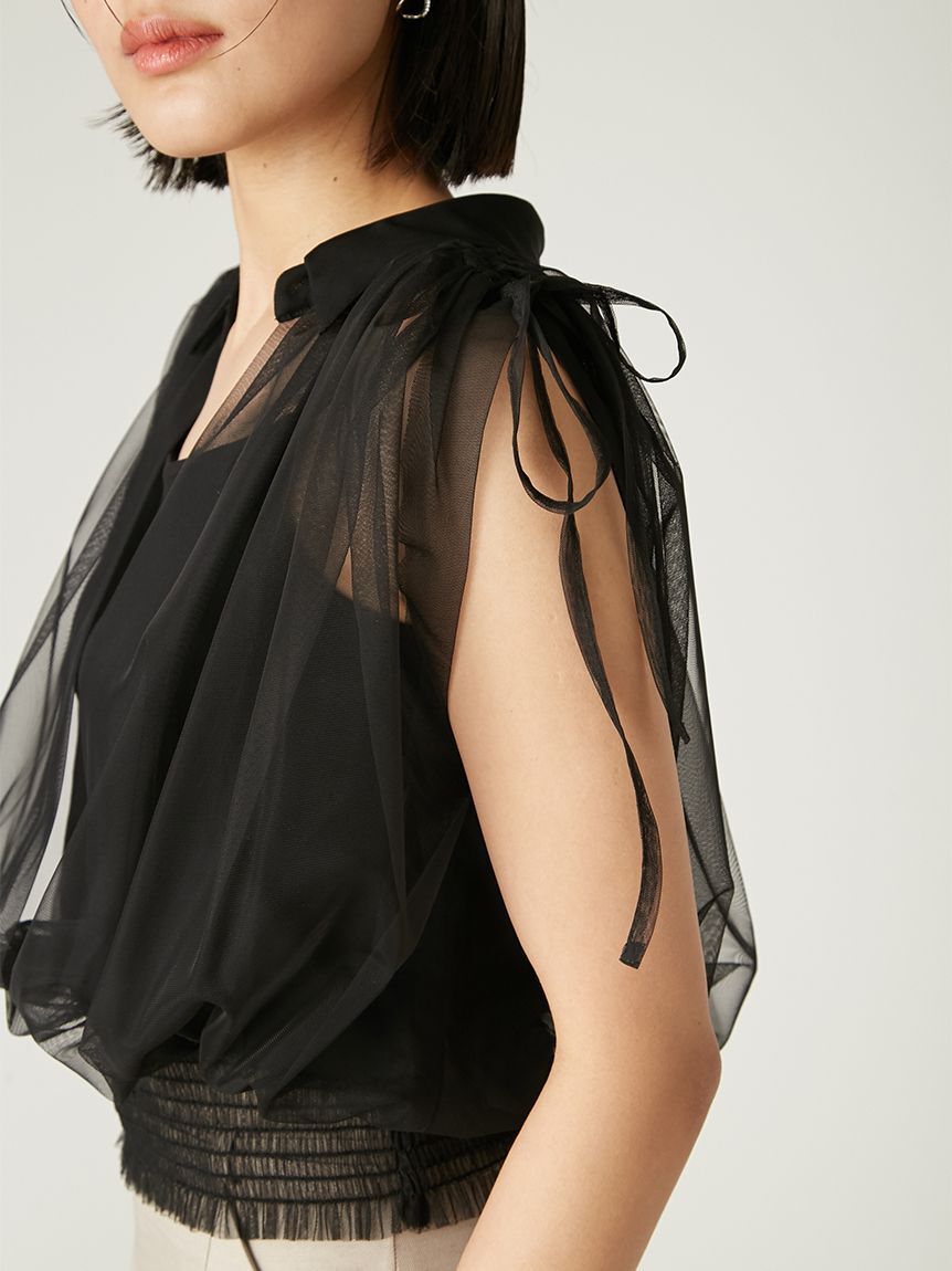 FRAY I.D「チュールドッキングカシュクールカットソー」|Tシャツ・カットソー|