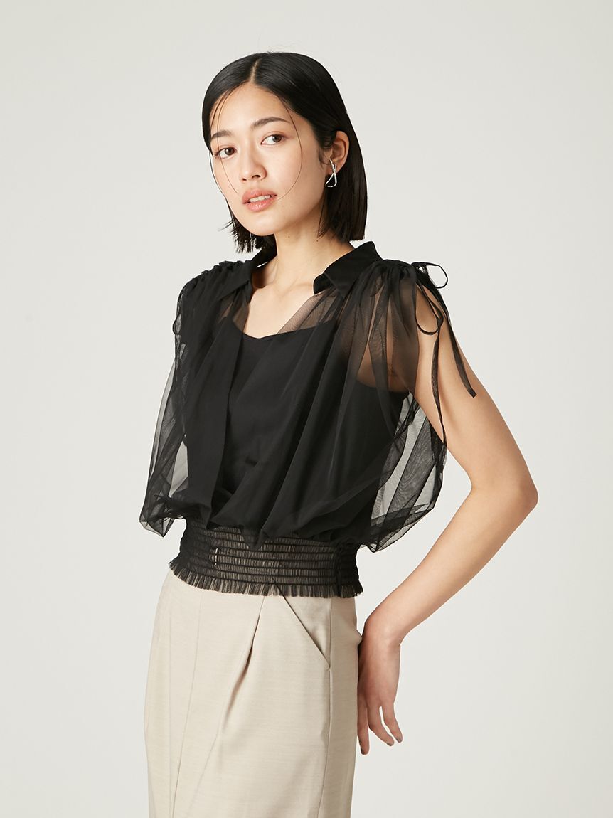 FRAY I.D「チュールドッキングカシュクールカットソー」|Tシャツ・カットソー|