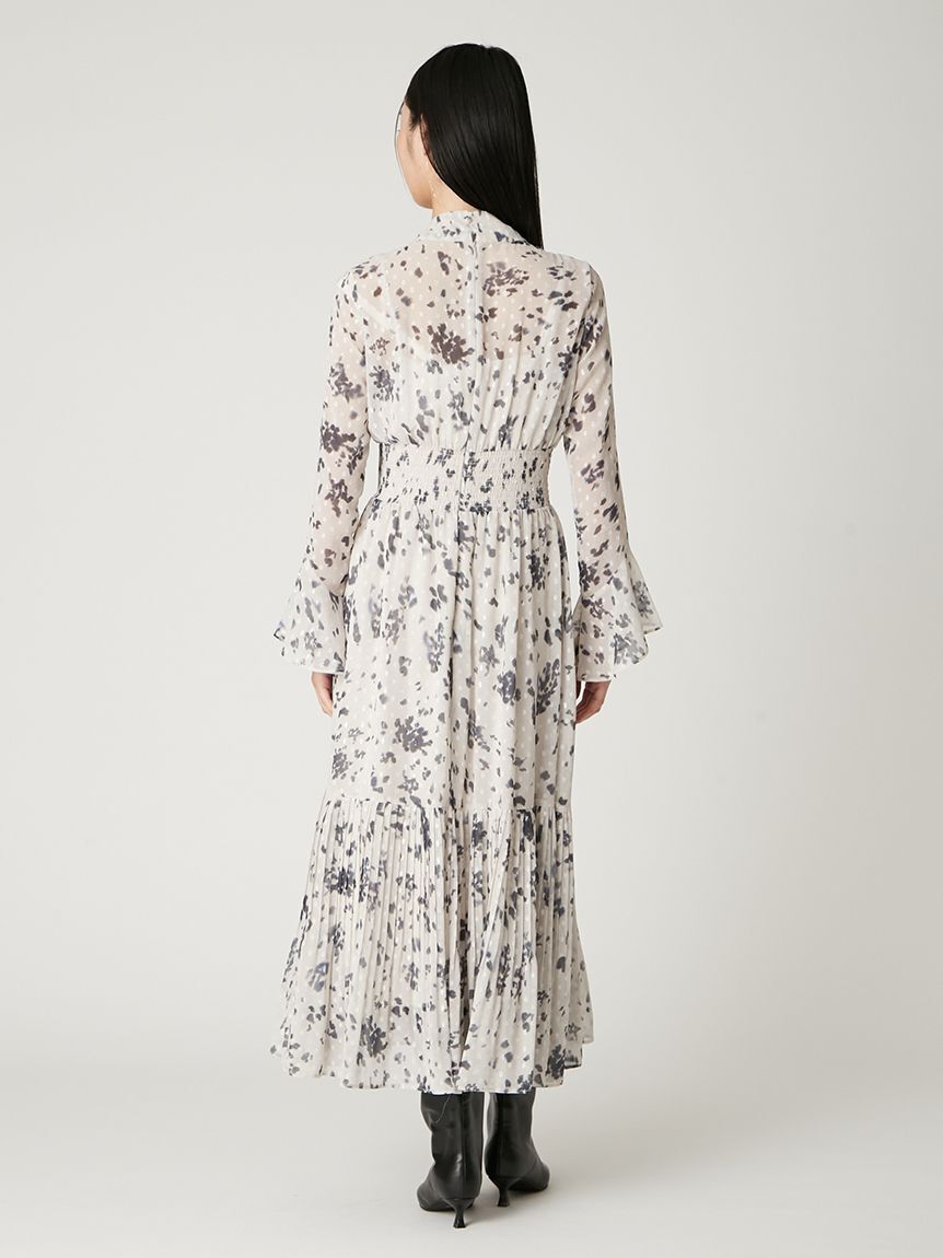 FRAY I.D「ボウタイプリーツプリントワンピース」|ワンピース|