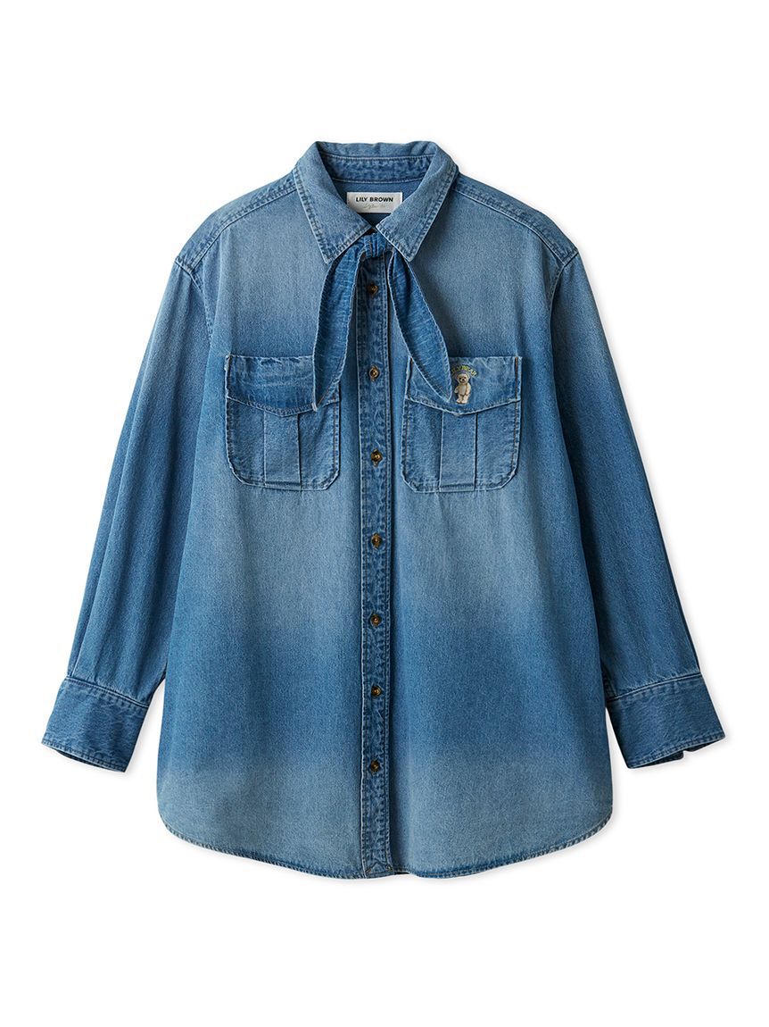 LILY BROWN「Lily Bearスカーフ付きオーバーシャツ」|シャツ・ブラウス|