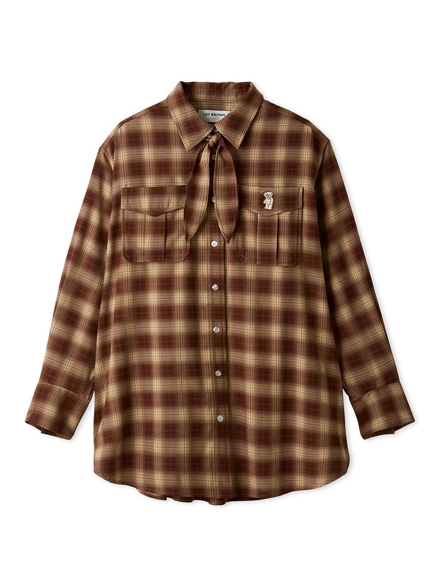 LILY BROWN「Lily Bearスカーフ付きオーバーシャツ」|シャツ・ブラウス|