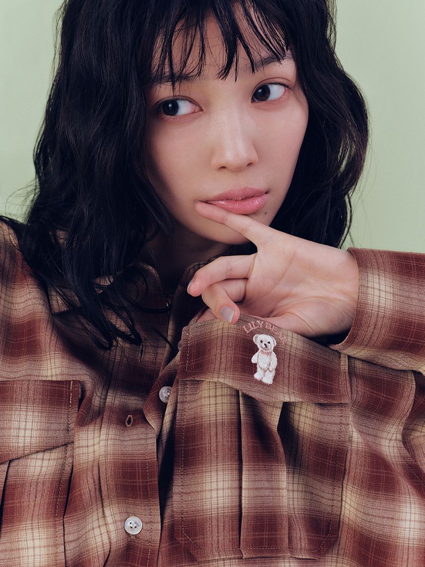 LILY BROWN「Lily Bearスカーフ付きオーバーシャツ」|シャツ・ブラウス|