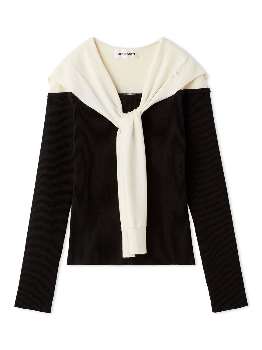 LILY BROWN「セーラーカーデレイヤードニット」|ニット・セーター|