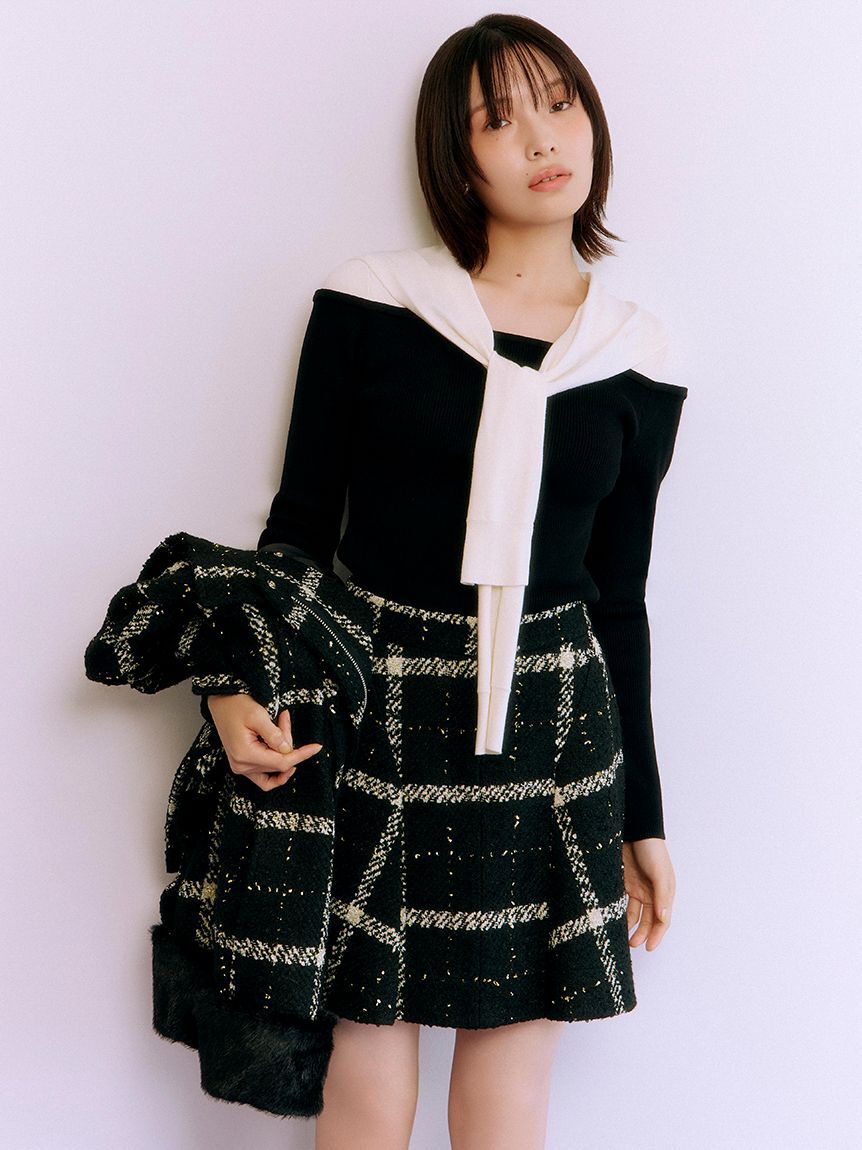 LILY BROWN「セーラーカーデレイヤードニット」|ニット・セーター|