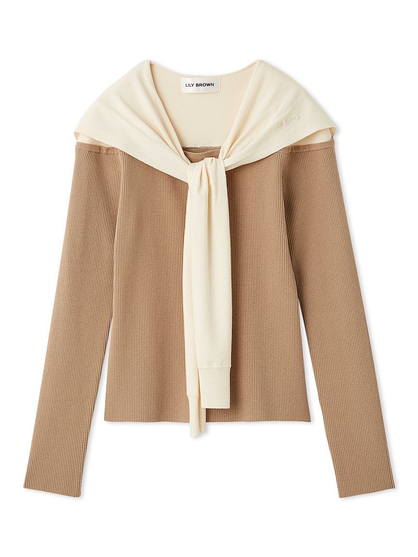 LILY BROWN「セーラーカーデレイヤードニット」|ニット・セーター|BEG