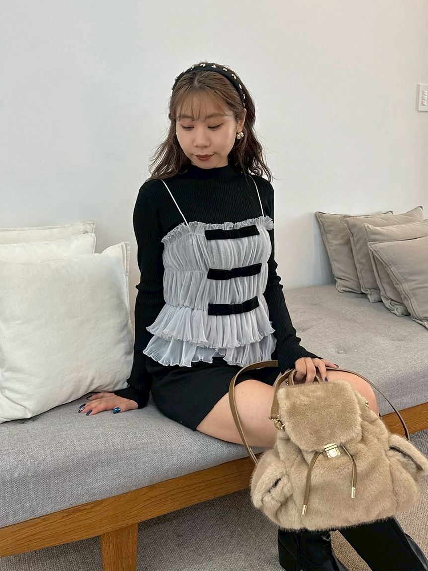 LILY BROWN「リボンビスチェセットニットトップス」|ニット・セーター|