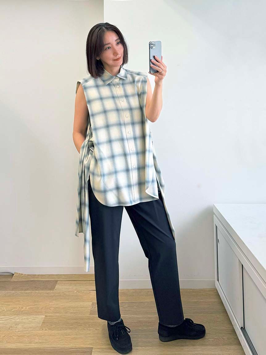 styling/「サイドリボンノースリーブシャツ」|シャツ・ブラウス|