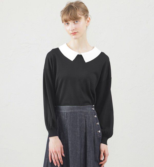 MACKINTOSH PHILOSOPHY「アイレットカラーパフスリーブニット」|ニット・セーター|ブラック