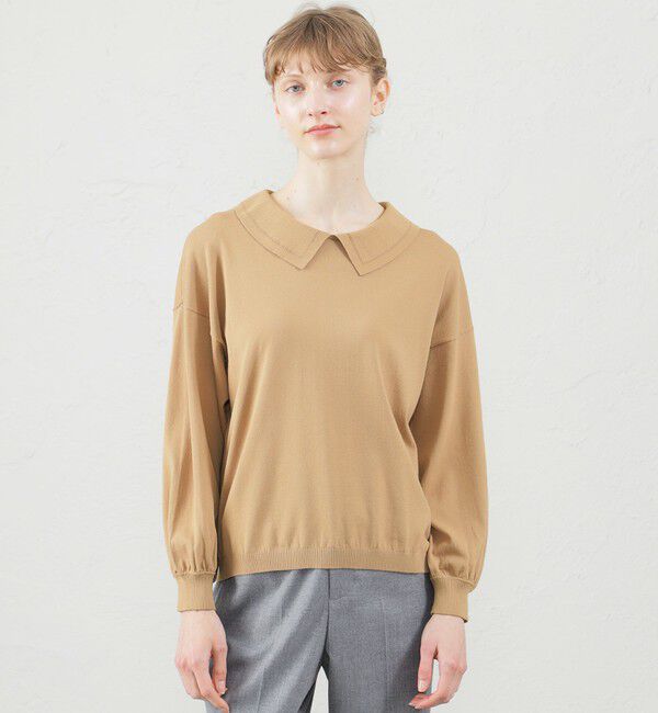 MACKINTOSH PHILOSOPHY「アイレットカラーパフスリーブニット」|ニット・セーター|ベージュ