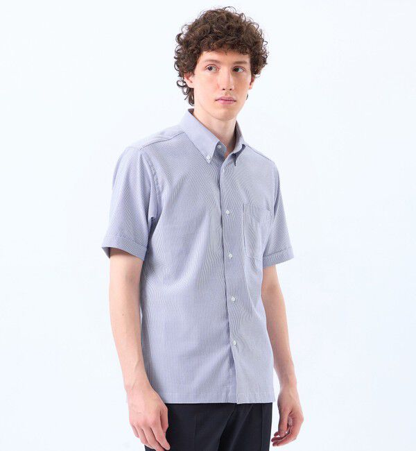MACKINTOSH PHILOSOPHY「トロッター スクエアボタンダウンシャツ　サッカーストライプ」|シャツ・ブラウス|ブルー