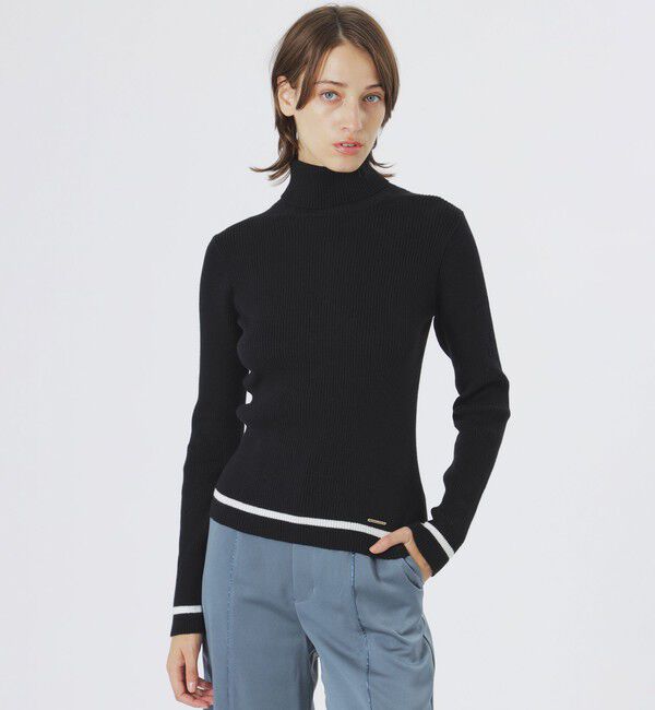  「【ドラマ着用商品】コットンカシミヤリブタートル」|ニット・セーター|ブラック