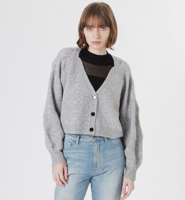  「バンピーニットカーディガン」|ニット・セーター|グレー