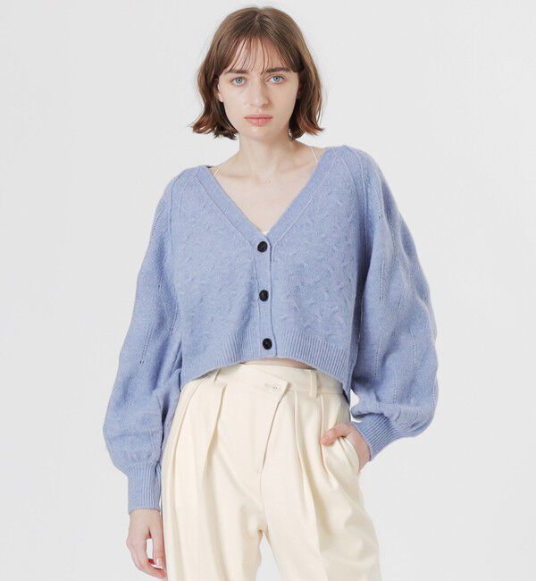  「バンピーニットカーディガン」|ニット・セーター|サックスブルー