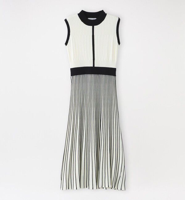  「【ドラマ着用商品】ストライプブロッキングニットドレス」|ワンピース|ホワイト