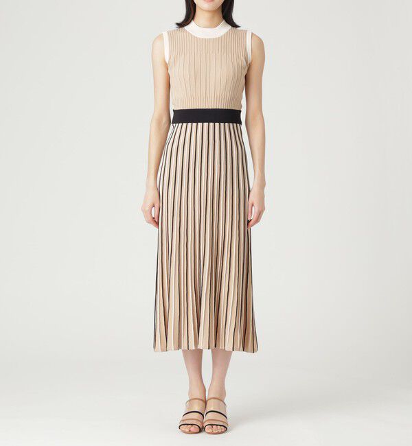  「【ドラマ着用商品】ストライプブロッキングニットドレス」|ワンピース|