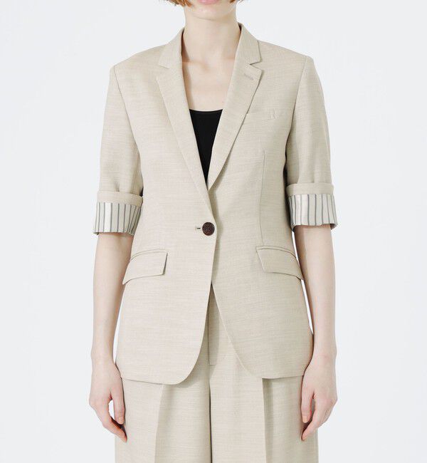  「ウォッシャブルハーフスリーブジャケット」|テーラードジャケット|
