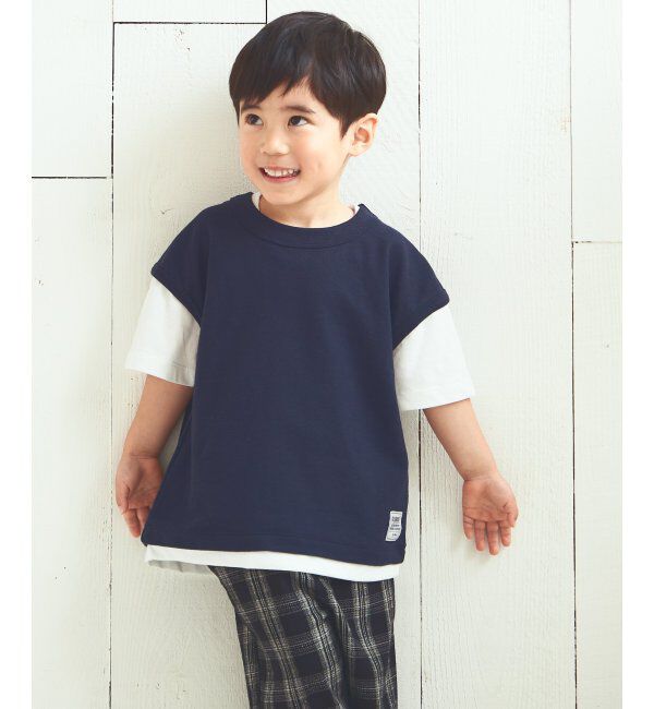 ikka kids「【キッズ】鹿の子フェイクベストレイヤーTシャツ（100~160cm）」|Tシャツ・カットソー|