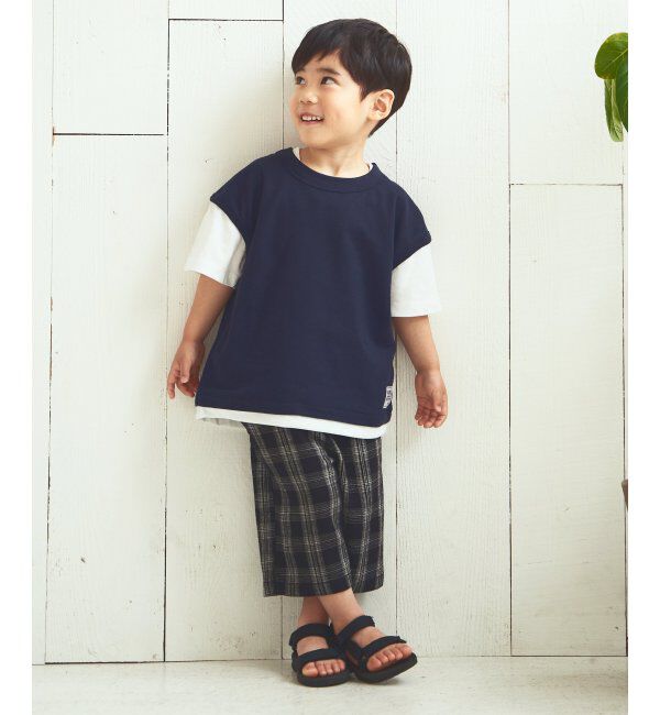 ikka kids「【キッズ】鹿の子フェイクベストレイヤーTシャツ（100~160cm）」|Tシャツ・カットソー|