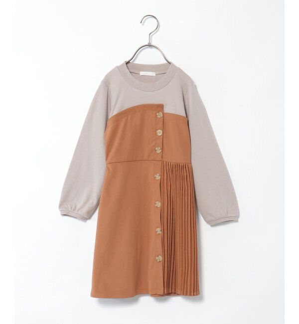 ikka kids「サイドプリーツドッキングワンピース（120~160cm）」|スカート|
