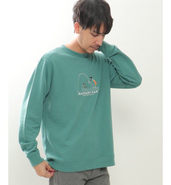 ikka「フィッシング刺繍トレーナー」|パーカー|グリーン