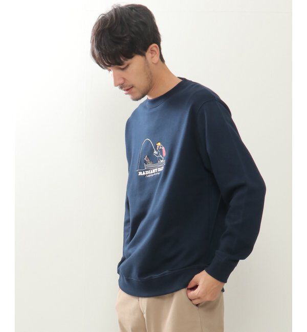 ikka「フィッシング刺繍トレーナー」|パーカー|ネイビー