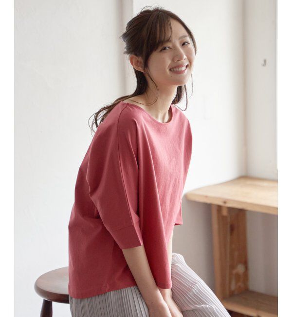 ikka「梨地ジョーゼットプルオーバー」|Tシャツ・カットソー|レッド