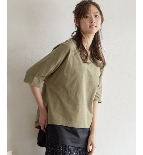 ikka「梨地ジョーゼットプルオーバー」|Tシャツ・カットソー|オリーブ