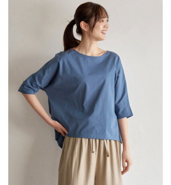 ikka「梨地ジョーゼットプルオーバー」|Tシャツ・カットソー|ブルー