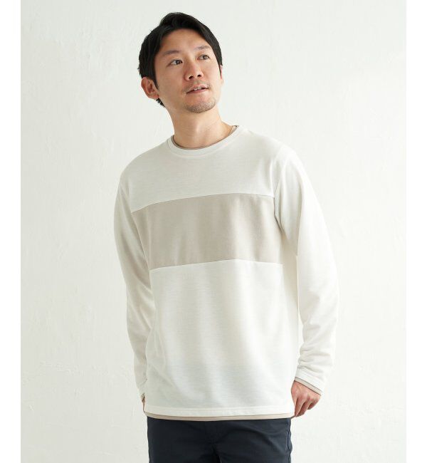 ikka「ミニ裏毛切り替えロンT」|Tシャツ・カットソー|