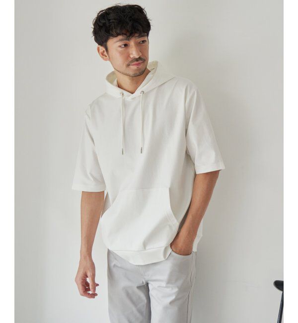 ikka「5分袖セイケツカイテキパーカー」|Tシャツ・カットソー|ホワイト