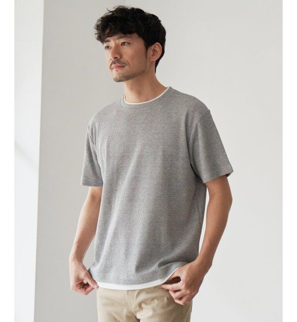 ikka「メランジワッフルフェイクTシャツ」|Tシャツ・カットソー|