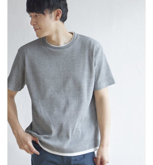 ikka「メランジワッフルフェイクTシャツ」|Tシャツ・カットソー|