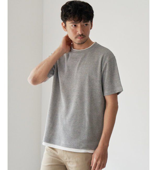 ikka「メランジワッフルフェイクTシャツ」|Tシャツ・カットソー|