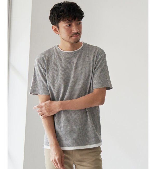 ikka「メランジワッフルフェイクTシャツ」|Tシャツ・カットソー|
