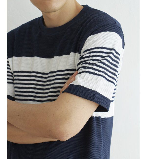 ikka「パイナップルパネルボーダーTシャツ」|Tシャツ・カットソー|