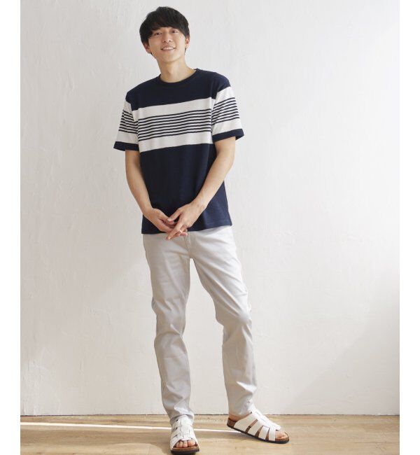 ikka「パイナップルパネルボーダーTシャツ」|Tシャツ・カットソー|