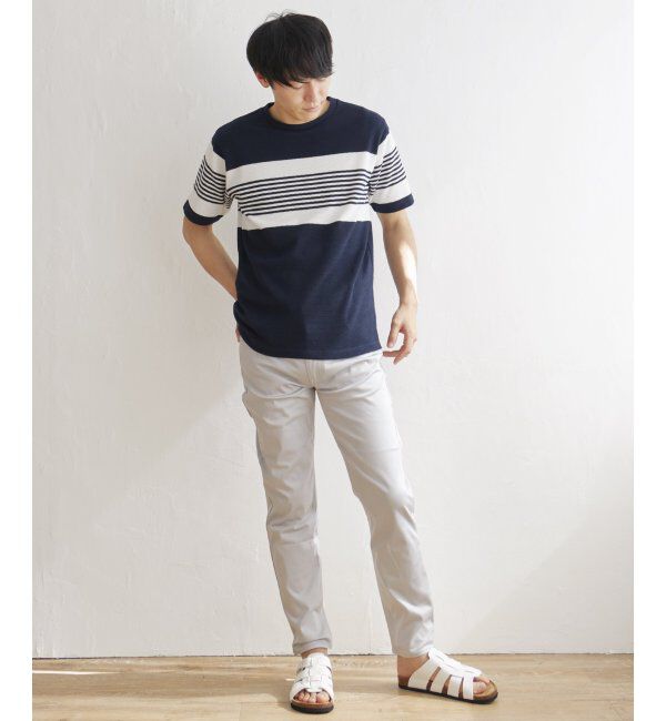 ikka「パイナップルパネルボーダーTシャツ」|Tシャツ・カットソー|