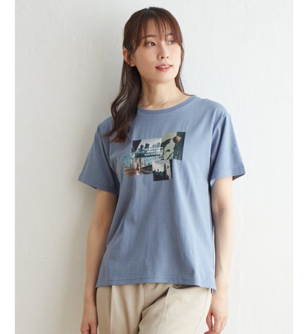 ikka「ロゴフォトプリントTシャツ」|Tシャツ・カットソー|ミディブルー