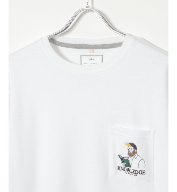 ikka「ブックマンサガラ刺繍ポケTシャツ」|Tシャツ・カットソー|