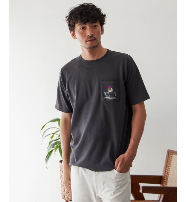 ikka「ブックマンサガラ刺繍ポケTシャツ」|Tシャツ・カットソー|