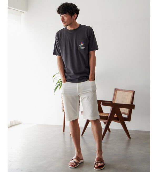 ikka「ブックマンサガラ刺繍ポケTシャツ」|Tシャツ・カットソー|