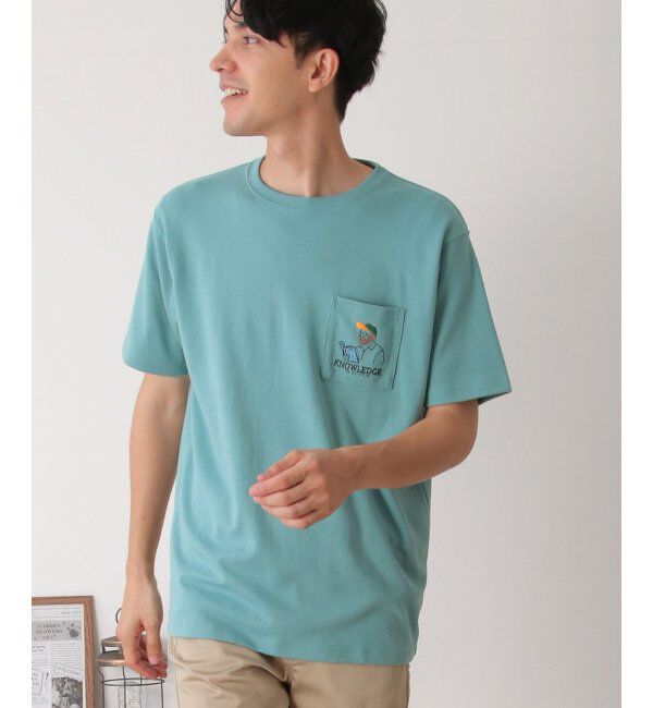 ikka「ブックマンサガラ刺繍ポケTシャツ」|Tシャツ・カットソー|ミントグリン