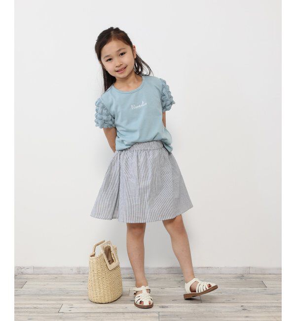 ikka kids「袖異素材刺繍ロゴTシャツ（120~160cm）」|Tシャツ・カットソー|