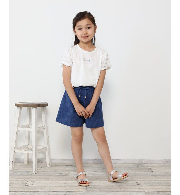 ikka kids「袖異素材刺繍ロゴTシャツ（120~160cm）」|Tシャツ・カットソー|