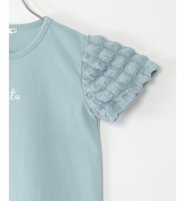 ikka kids「袖異素材刺繍ロゴTシャツ（120~160cm）」|Tシャツ・カットソー|