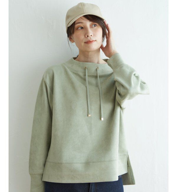 ikka「【親子おそろい】GOKU楽 カットスエードスピンドルプルオーバー」|パーカー|ミントグリン