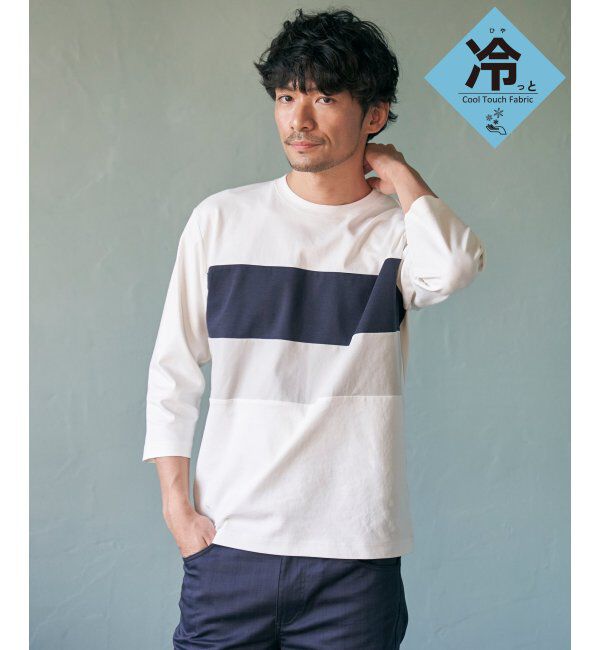 ikka「【接触冷感／抗菌防臭】GOKU楽 セイケツ7分切り替えT」|Tシャツ・カットソー|ホワイト